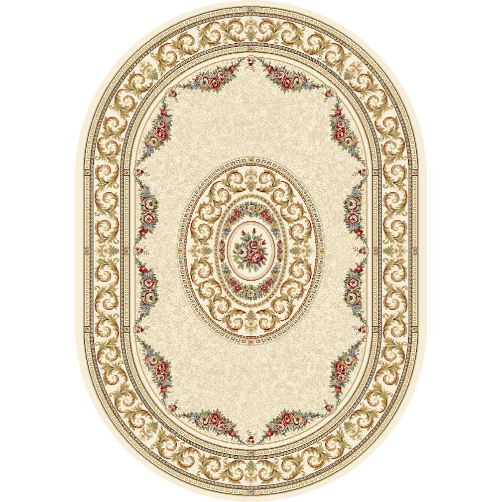 Dynamic Rugs 57226-6464 Ancient Garden 6.7 Ft. X 9.6 Ft. Oval Rug in Ivory